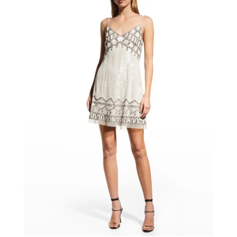 Aidan Mattox Women's Beaded Mini Cocktail Dress Sleeveless Size 6 NWT